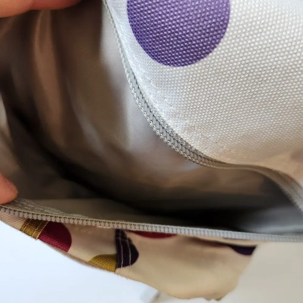 Y2K Jansport White Polka Dot Backpack Pink Purple Gold School Book Bag Large